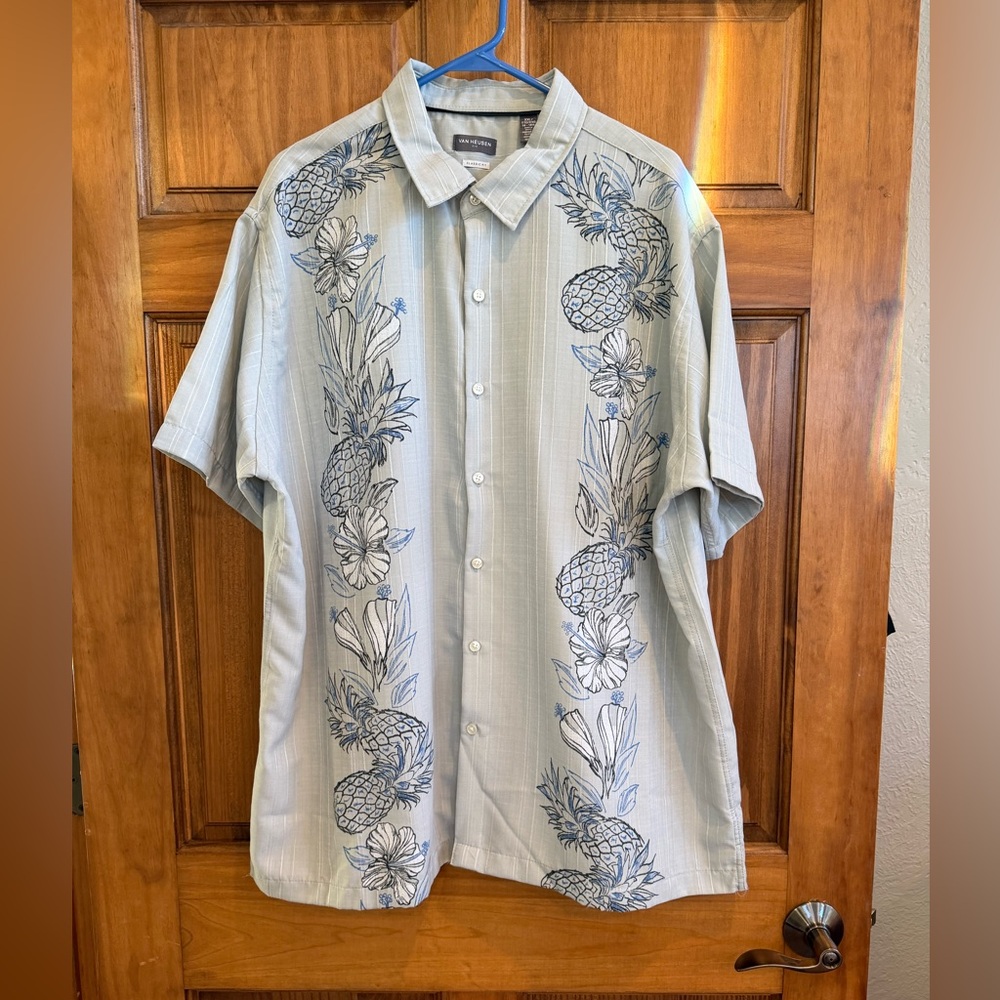 Hawaiian Light Blue Pineapple Print Shirt